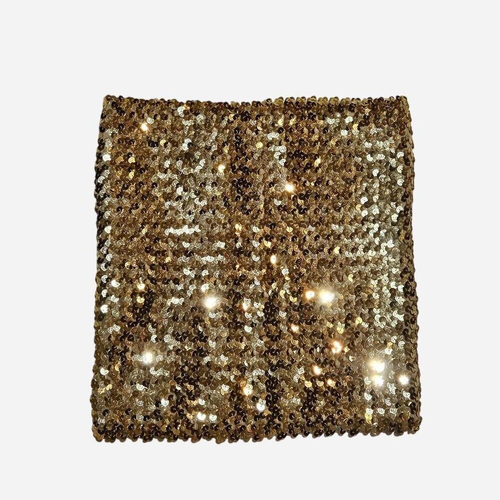 vintage boho festival gold sequin disco strapless tube top
